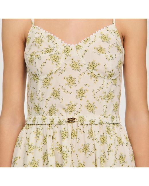 Sandro Natural Floral Maxi Dress With Straps