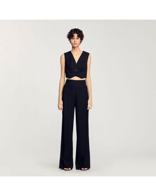 Sandro Blue Sequin Cropped Jacket