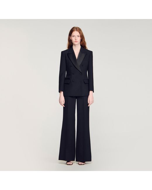 Sandro Blue Tuxedo Jacket With Satin Collar