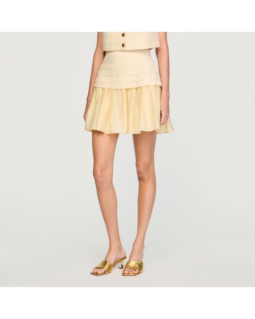 Sandro Natural Mini Pleated Skirt