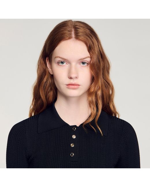 Sandro Blue Knit Polo Shirt