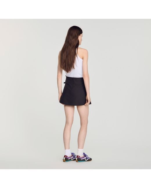 Sandro Blue Mini Pleated Wool Skirt
