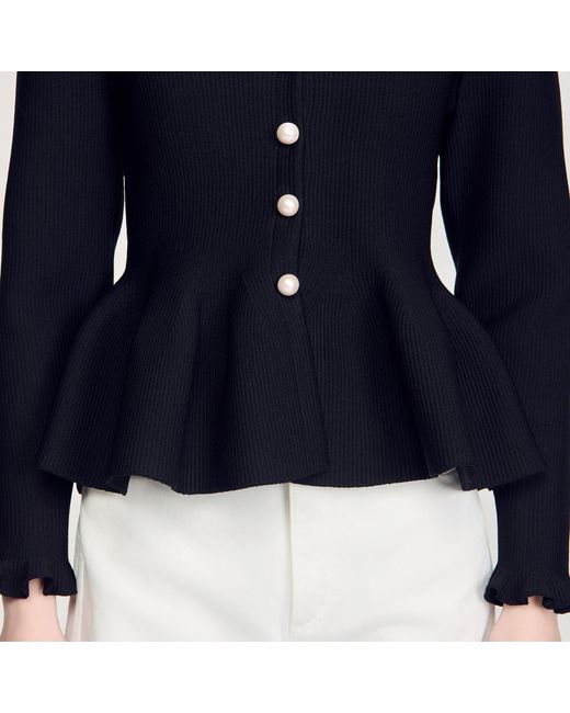 Sandro Blue Peplum Cardigan
