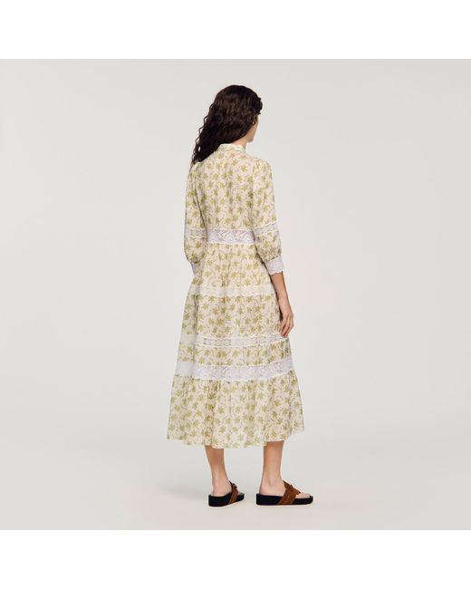 Sandro Natural Floral Lace Maxi Dress