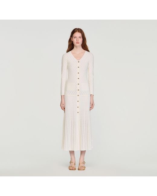 Sandro Natural Fancy Knit Maxi Dress