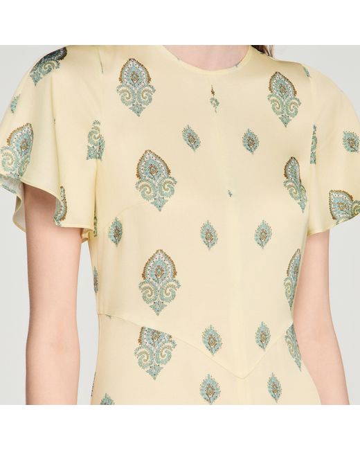 Sandro Metallic Paisley Print Midi Dress