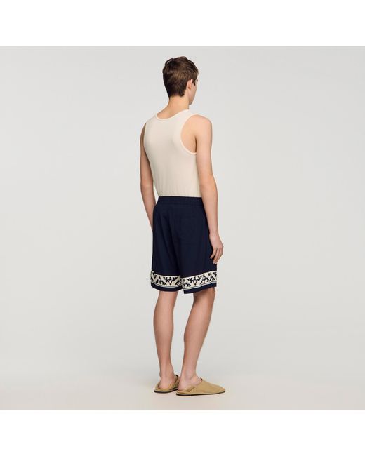 Sandro Blue Contrast Pattern Floaty Shorts for men