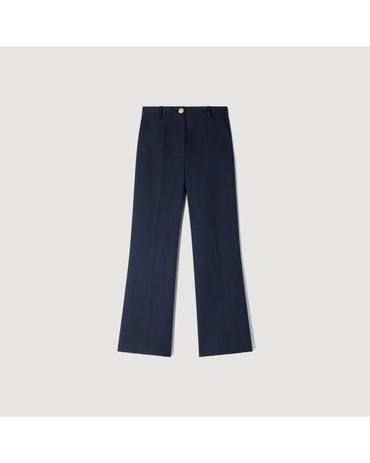 Sandro Blue Wide-Leg Wool Trousers