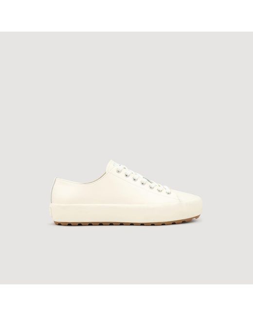 Sandro White Low-Top Split Leather Trainers for men
