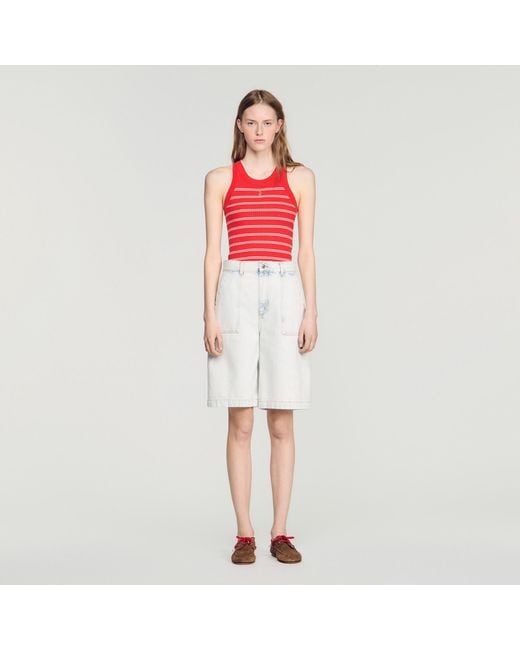 Sandro Blue Washed Denim Bermuda Shorts