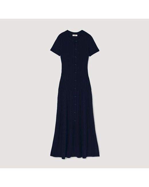 Sandro Blue Knit Maxi Dress