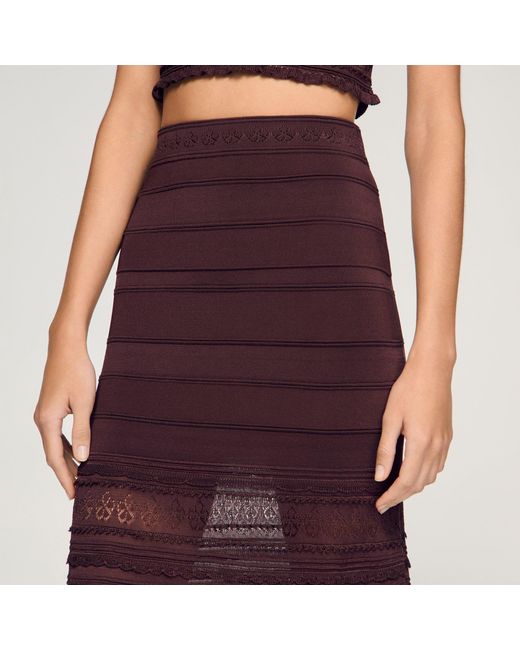 Sandro Purple Pointelle Knit Maxi Skirt