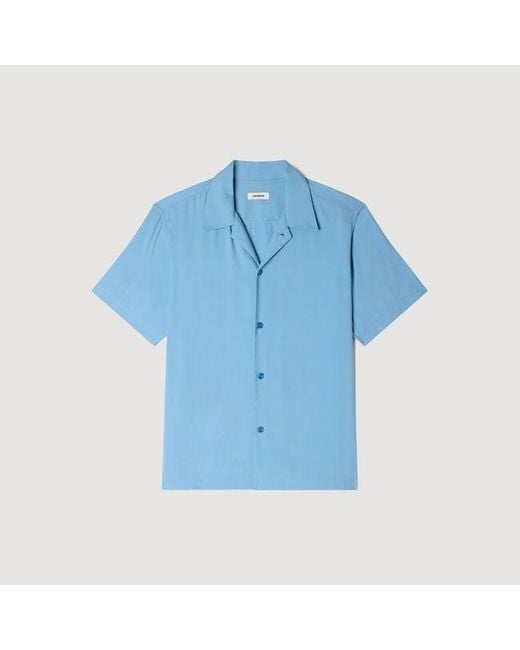 Sandro Blue Loose-Fit Shark Collar Shirt for men