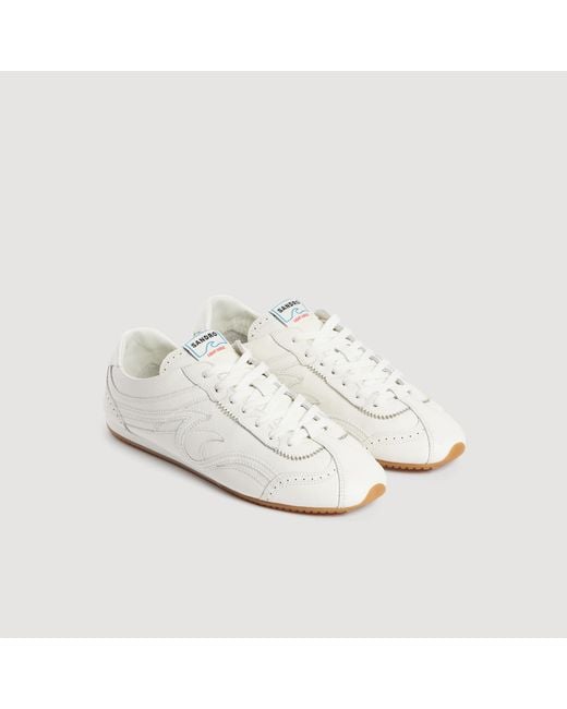 Sandro White Light Wave Leather Trainers