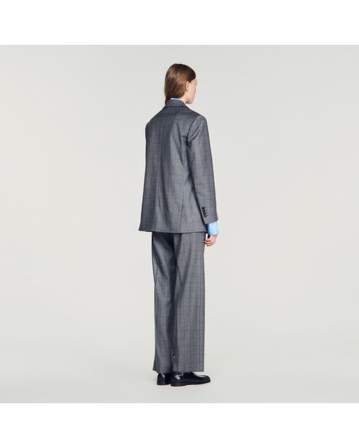 Sandro Blue Checked Wool Jacket