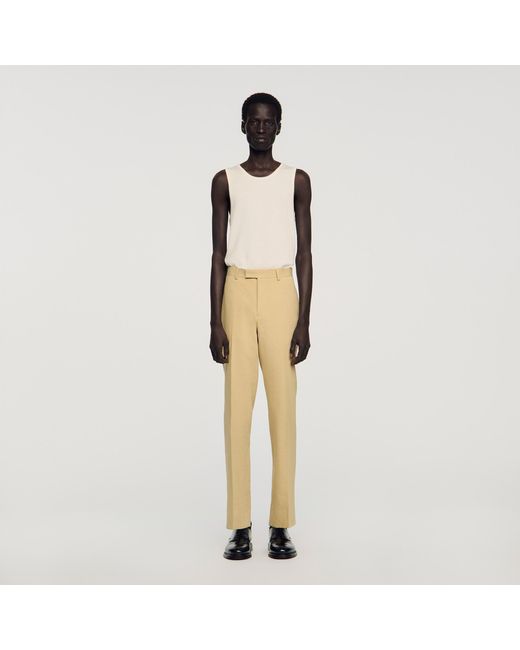 Sandro Natural Linen Suit Trousers for men