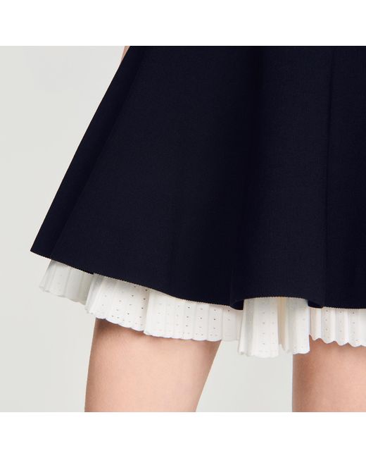 Sandro Blue Two-Tone Knit Skirt