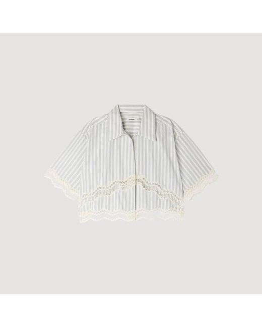 Sandro Multicolor Cropped Striped Cotton Shirt