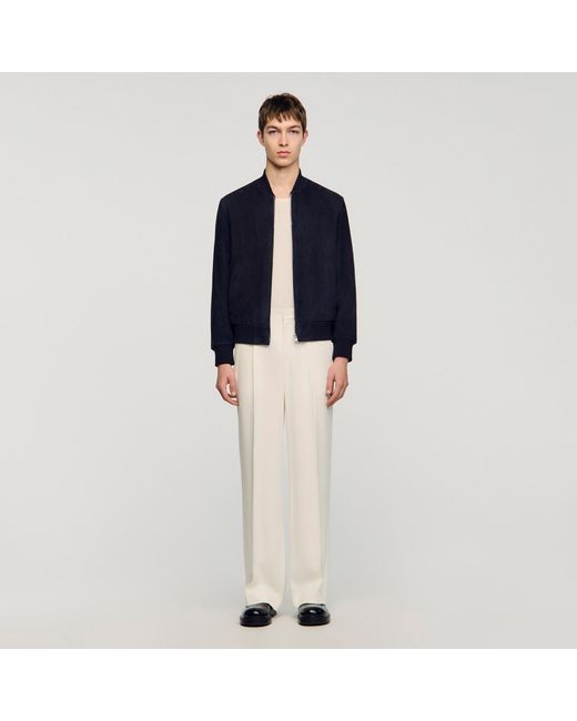 Sandro Blue Suede Zip-Up Jacket for men