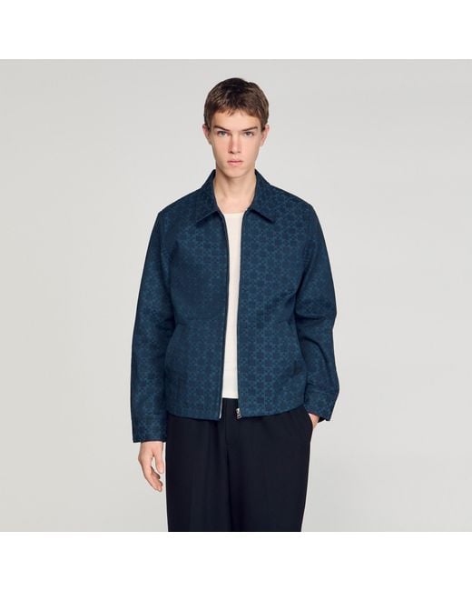 Sandro Blue Square Cross Denim Jacket for men
