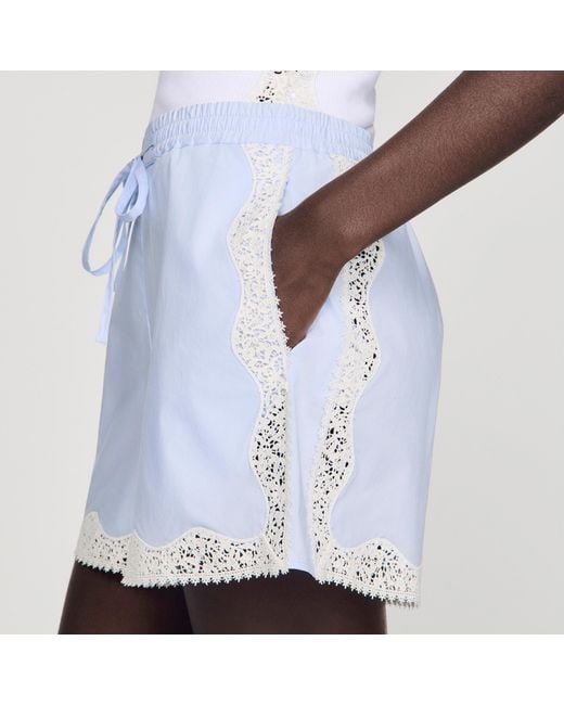 Sandro White Lace Detail Shorts