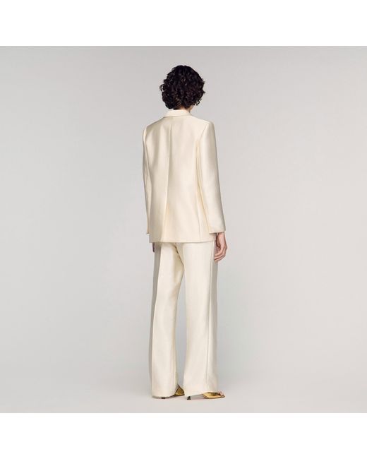 Sandro Natural Satin Jacket With Flower Detail