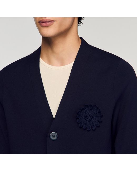 Sandro Blue Flower Crochet Cardigan for men