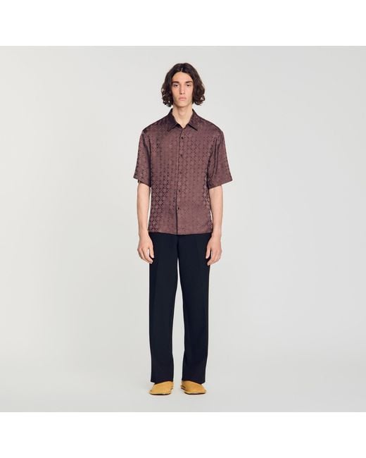 Sandro Red Square Cross Loose-Fit Shirt for men