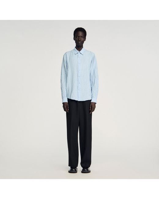 Sandro White Crinkled Effect Shirt for men