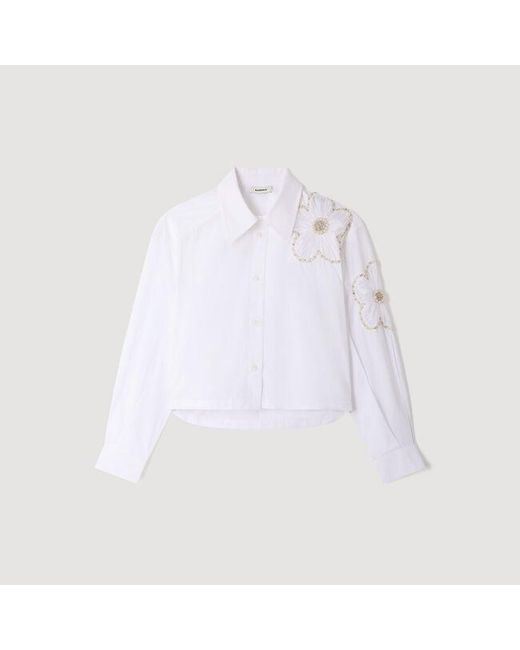 Sandro Blue Embroidered Shirt