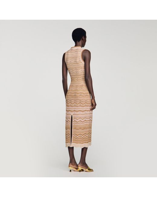 Sandro Natural Fancy Knit Maxi Dress