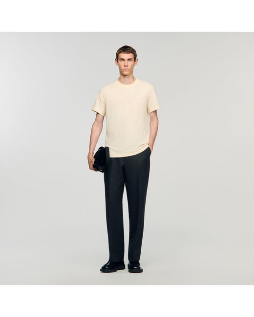 Sandro Black T-Shirt With Heart Patch for men