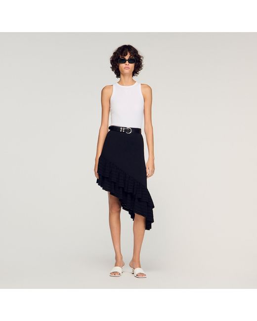 Sandro Blue Asymmetrical Knit Skirt
