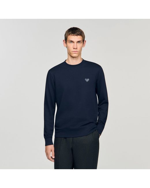 Sandro Blue Heart Patch Sweatshirt for men