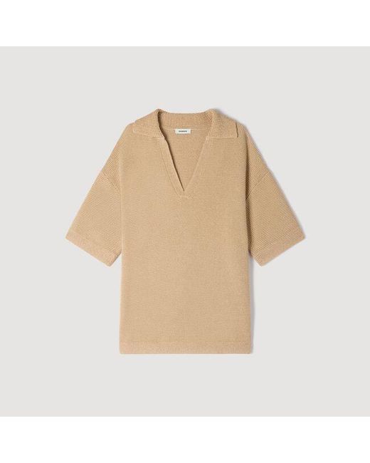 Sandro Blue Jute-Effect Polo Shirt for men