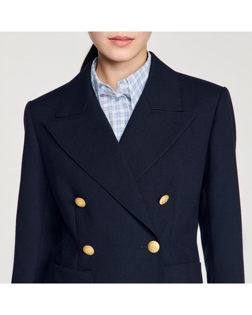 Sandro Blue Slim-Fit Wool Suit Jacket