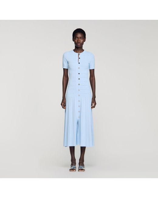 Sandro Blue Knit Maxi Dress
