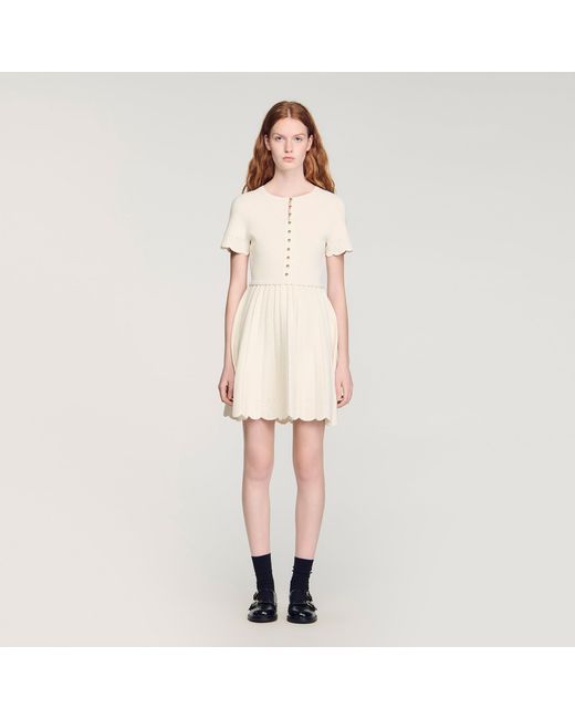 Sandro Natural Pointelle Knit Short Dress