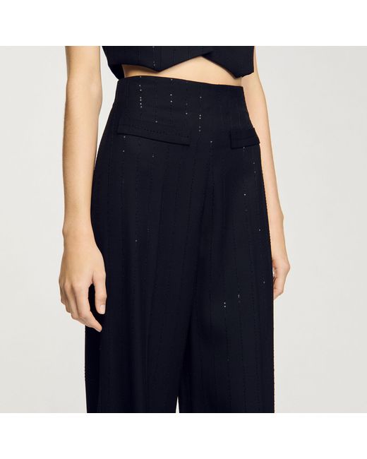 Sandro Blue Sequinned Suit Trousers