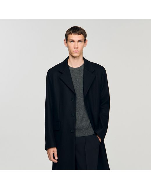 Sandro Blue Wool And Cashmere Coat for men