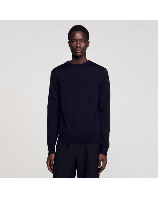 Sandro Blue Fine Knit Wool Sweater for men