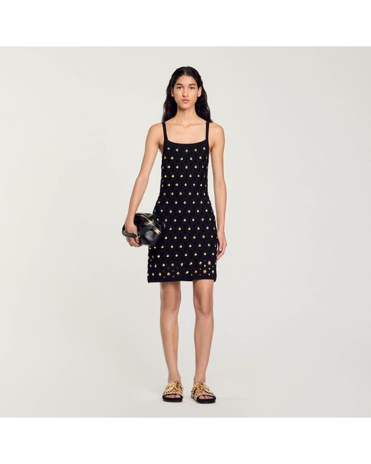 Sandro Blue Short Dress With Shell Pendants