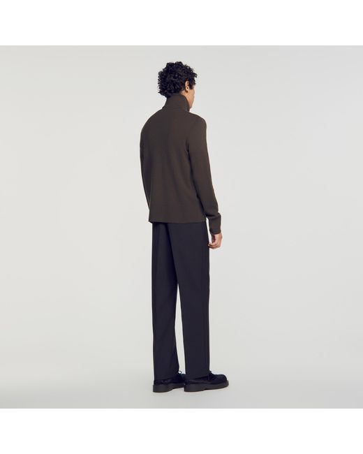 Sandro Blue Zip-Up Wool Cardigan for men