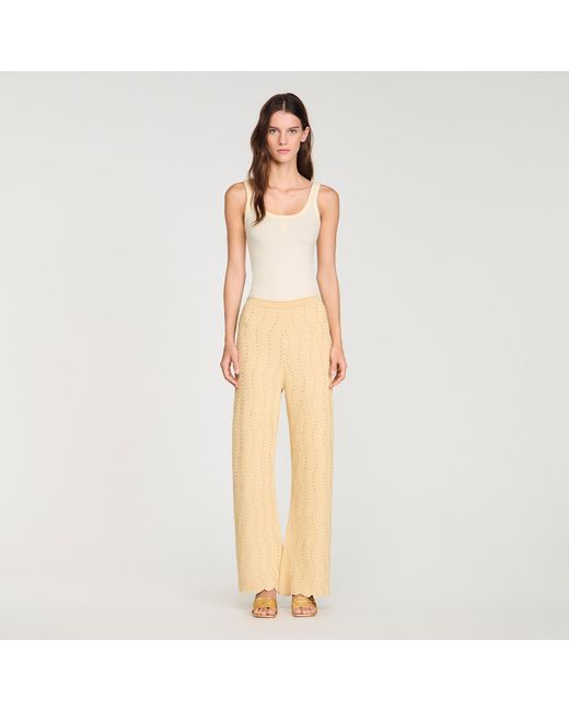 Sandro Natural Rhinestone Knit Trousers