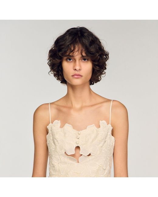 Sandro Natural Guipure Midi Dress
