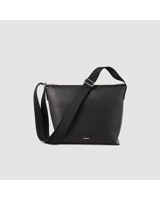 Sandro Black Grained Leather Satchel for men