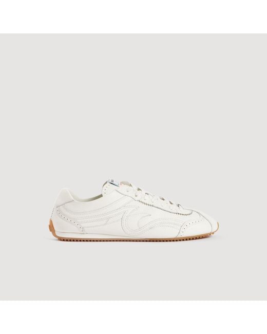 Sandro White Light Wave Leather Trainers