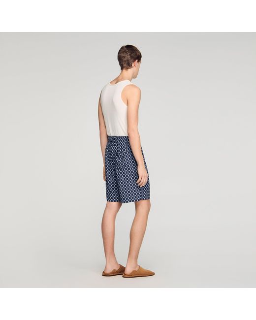 Sandro Blue Link Print Floaty Shorts for men