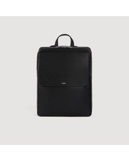 Sandro Black Reconstituted Leather Rucksack for men