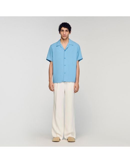 Sandro Blue Loose-Fit Shark Collar Shirt for men